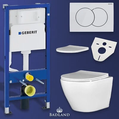 BADLAND Geberit Duofix Vorwandelement WC Spülrandlos sitz absenkautomatik Komplett Set