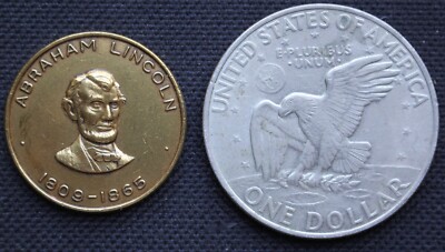 エイブラハム・リンカーン記念 $1 Vtg ABRAHAM LINCOLN 1809-1865 MEDAL/TOKEN - 16th PRESIDENT OF THE