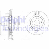 Bremsscheibe BG4038C Delphi FüR CitroëN Peugeot Mitsubishi