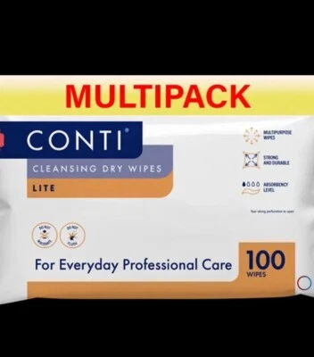 SYNERGY HEALTH 12x Conti Lite Soft Large Cleansing Dry Wipes - 30 x 28 cm - 12Packs of 100