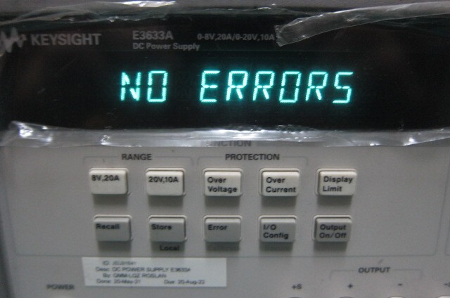 Keysight/Agilent/HP E3633A 200W DC Power Supply, 8V, 20A or 20V