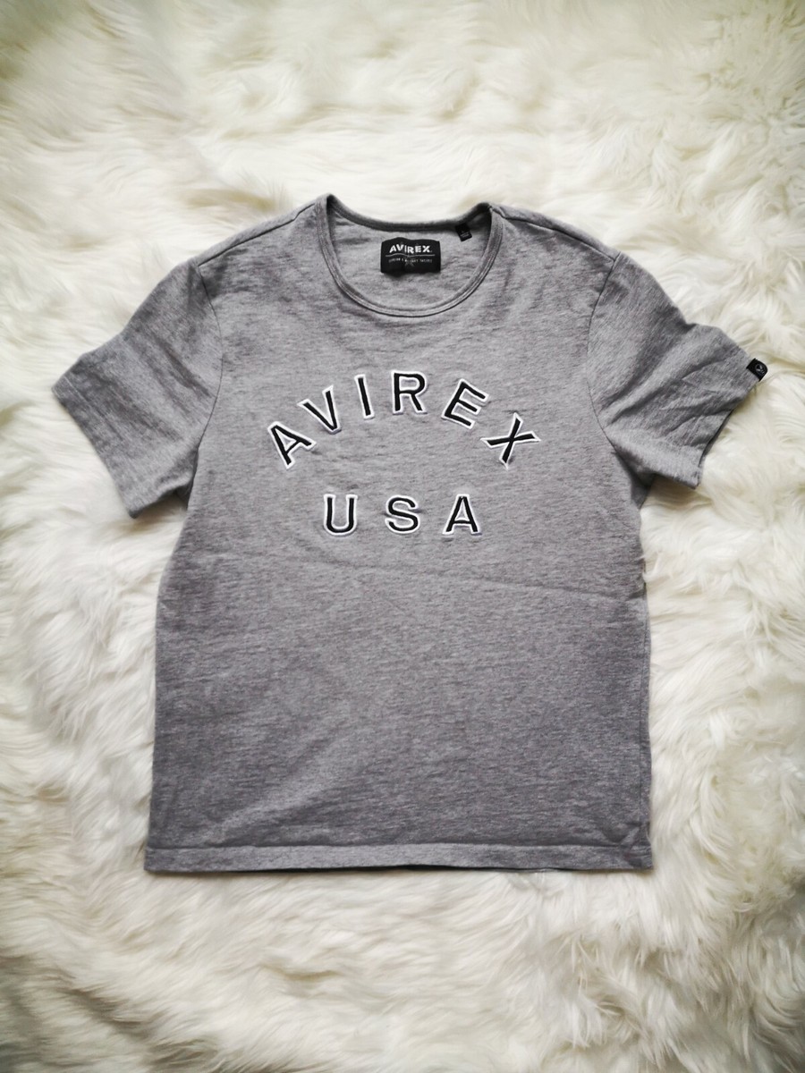 【AVIREX】USA T-SHIRT Avirex USA - Grey T-Shirt - Large - Short Sleeve Crew Neck