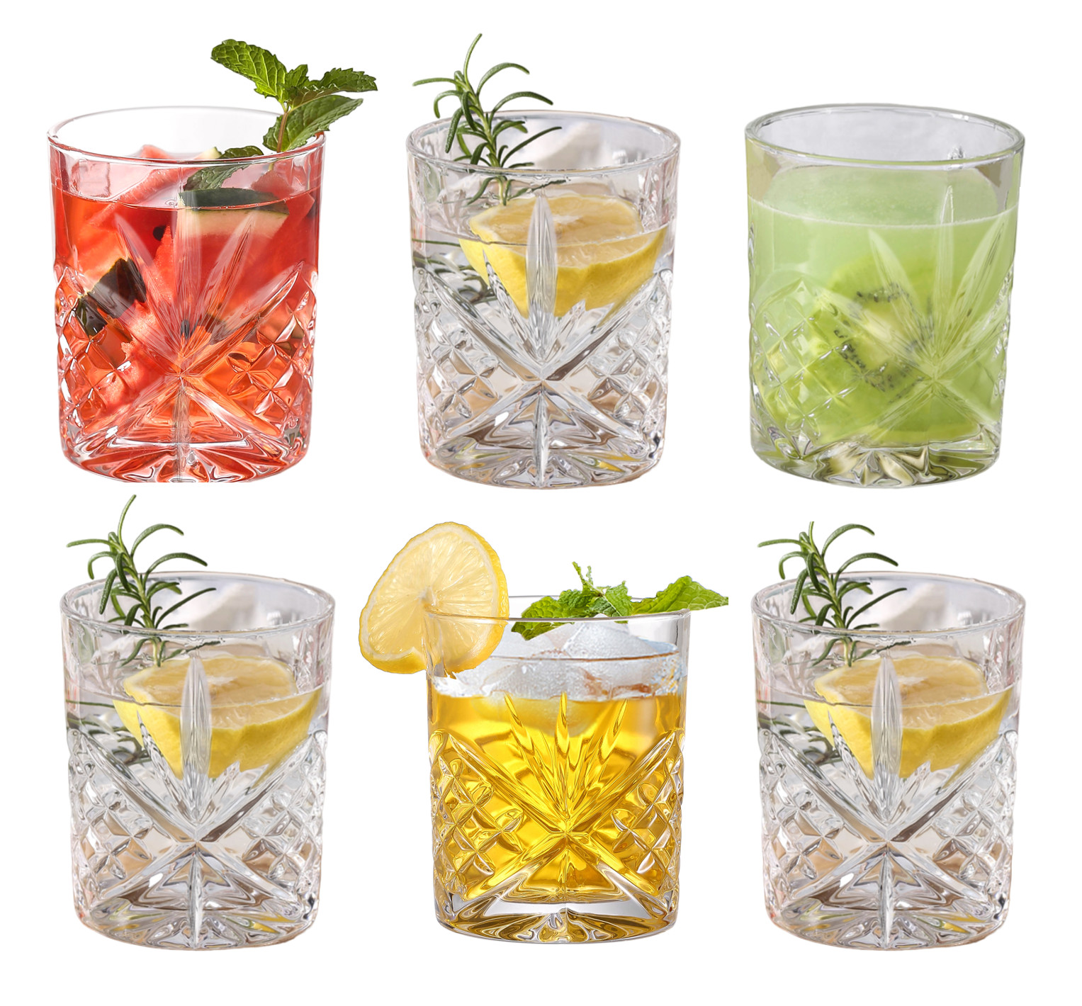 Set of 6 whiskey glasses crystal clear scotch vodka rum drinking tumbler 300 ML