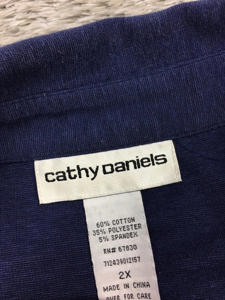 Cathy Daniels Jacket Woman Size 2X Blue Cotton Blend Full Zip - Image 4 of 4
