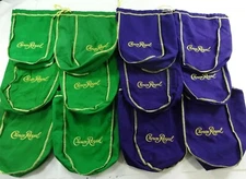 Mixed Lot of 12 Crown Royal Bags 6 Green & 6 Purple 