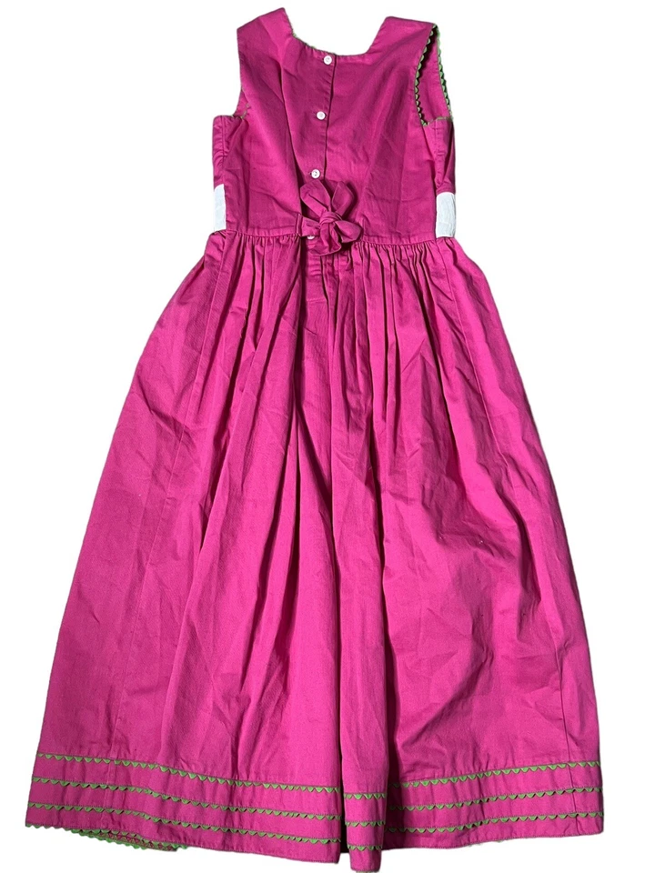 Vestido Vive La Fete Rosa Pana Hula Sin Mangas Corbatas en la Espalda Ric Rac Ribete Talla 12 Foto 2 de 4