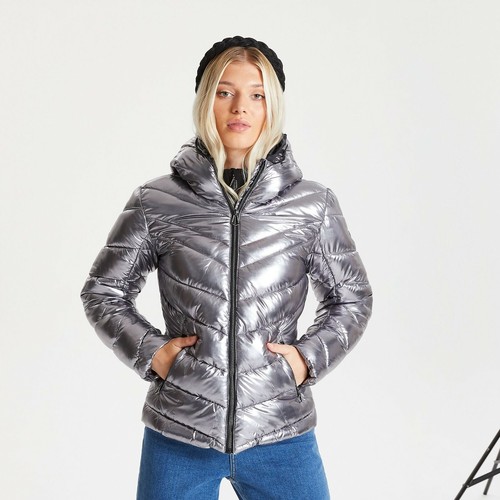 Dare2be Swarovski Embellished Reputable Insulated Quilted Hooded Luxe Jacket  | eBay