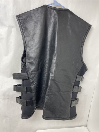 Xelement Black Motorcycle Biker Leather Vest Size 4XL - Picture 4 of 4