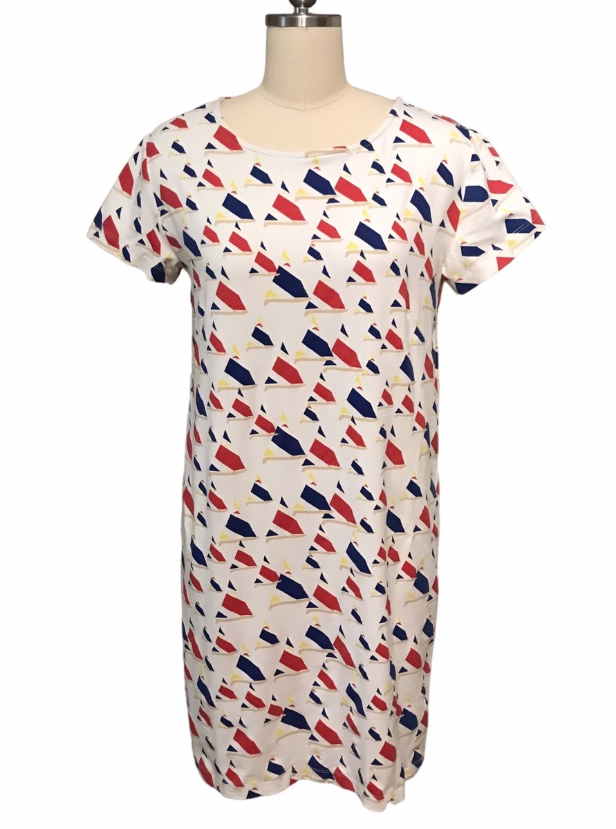 Sailor Sailor Sailboat Print Dress Stretchy Knit White Nautical Women's Sz  M | eBay
