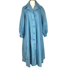 Vintage Totes Womens Trench coat 12 petite blue 60s 70s beltless Twee Coquette