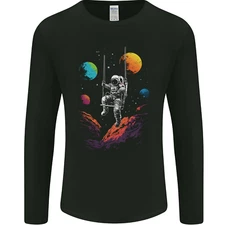 Cosmic Swing Fantasy Astronaut in Space Planets Mens Long Sleeve T-Shirt