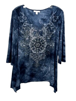 Whimsigoth Top Fairy L Boho Blue Black Goth  Grunge Hippie Artsy Festival USA