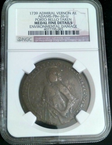 1739 Admiral Vernon AE Adams~PBv~26~U Porto Bello Taken *NGC-MEDAL FINE DETAILS* - Picture 11 of 12