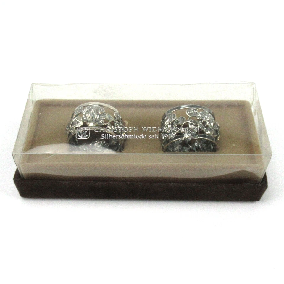2 Christoph Widmann Serviettenringe versilbert Hildesheimer Rose Napkin Rings - Bild 1 von 3