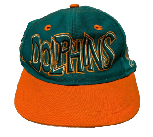 RARE Vintage 90's Miami Dolphins Drew Pearson Hat Graffiti SnapBack Youth Size - Picture 1 of 6