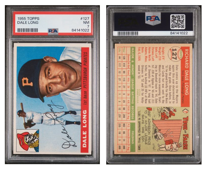 1955 Topps Dale Long Rc Rookie #127 PSA 7 NM