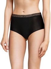 Chantelle Womens Soft Stretch High Waist With Lace Briefs, Black One Size