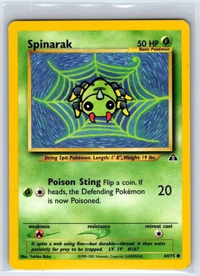 Spinarak 64/75 Common Neo Discovery Pokemon Unlimited Lightly Played