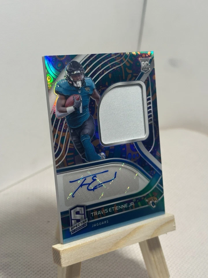 Travis Etienne 5/5 Bookend Rookie Patch Autograph Psychedelic Prizm 2021 Spectra - Image 4 of 4