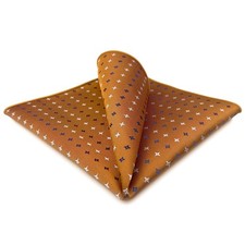 Pocket Squares for Men Orange with Blue White Dots Color Edge for Suit