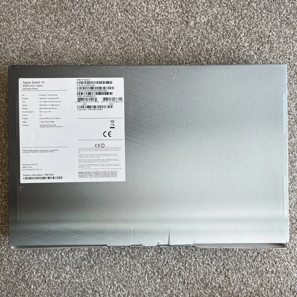 BRAND NEW Acer Aspire Switch 10 SW5-012-14V4 2 in 1 Laptop - Image 2 of 4