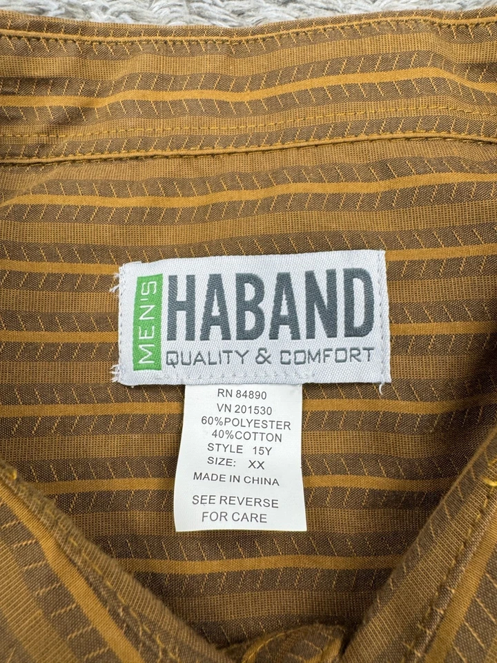 Duke Haband Shirt Men 2XL Brown Striped Western Sawtooth Pearl Snap Vtg 90s - Image 3 of 4
