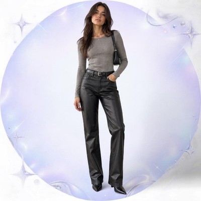 Zara Black Faux Leather Straight Leg Pants Size 4