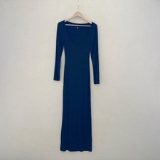 SKIMS Soft Lounge Long Sleeve Maxi Dress Med Black Ribbed Stretch Casual Chic