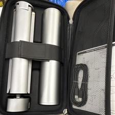 Portable Silver Metal Light Therapy Lamp with Power Adapter and Carrying Case