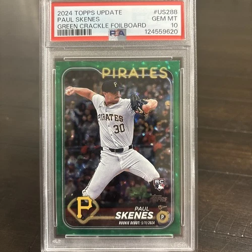 2024 Topps Update Rookie Debut Paul Skenes Green Crackle Foilboard  (RC) PSA 10