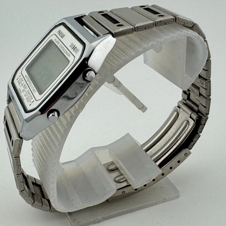 Винтажные цифровые кварцевые мужские часы Sears Phasar серебристый будильник хронограф новый аккумулятор 7,5 дюйма - Изображение 4 из 4