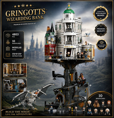 NEW Harry Potter Gringotts Wizarding Bank Building Block Set 4803PCS w/ FIGS