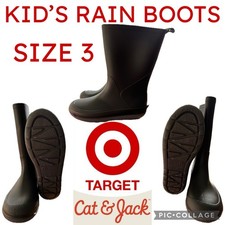 Target Cat Jack Andy Waterproof Pull-On Rain Boots Navy Kids Black 3