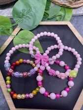 5 PC Child  s Kid Beaded Stackable 2  Diameter Plus Stretch Bracelet Set B143