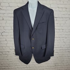 Austin Reed Navy 100 Worsted Wool 2 Metal Button Vented Notch Blazer 42R
