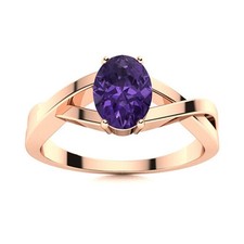 925 Sterling Silver Natural Amethyst Solitaire Womens Gift Ring Jewelry