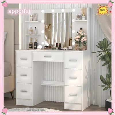 YAMISSI 10 Light Bulbs LED Mirror For Bedroom White Makeup Vanity Girls Dressing Table