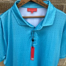 Redvanly The Times Men's XL Golf Polo Curacao Blue Green Word Scramble Print