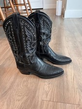 Vintage Black Lizard Skin Dan Post Cowboy Boo...
