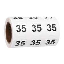 1.2" Small Round Number Stickers Roll, 1000 Pcs Circle Labels, Black Number 35