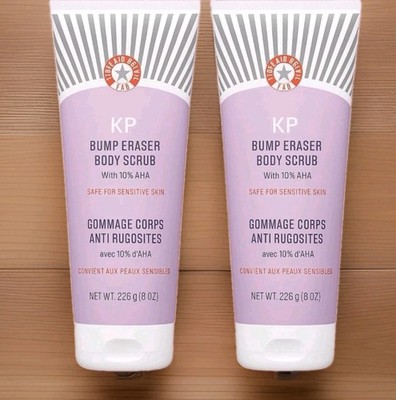 2 PACK First Aid Beauty KP Bump Eraser Body Scrub 10% AHA Sensitive Skin 8 oz ea