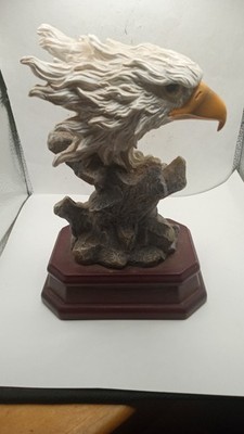 Bald Eagle Sculpture on Beautiful Cherry Wood Stand