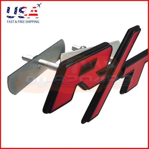 For RT Grill Emblem R/T Letter Car Metal Badge Red Black Front Grille Nameplate - product listing photo