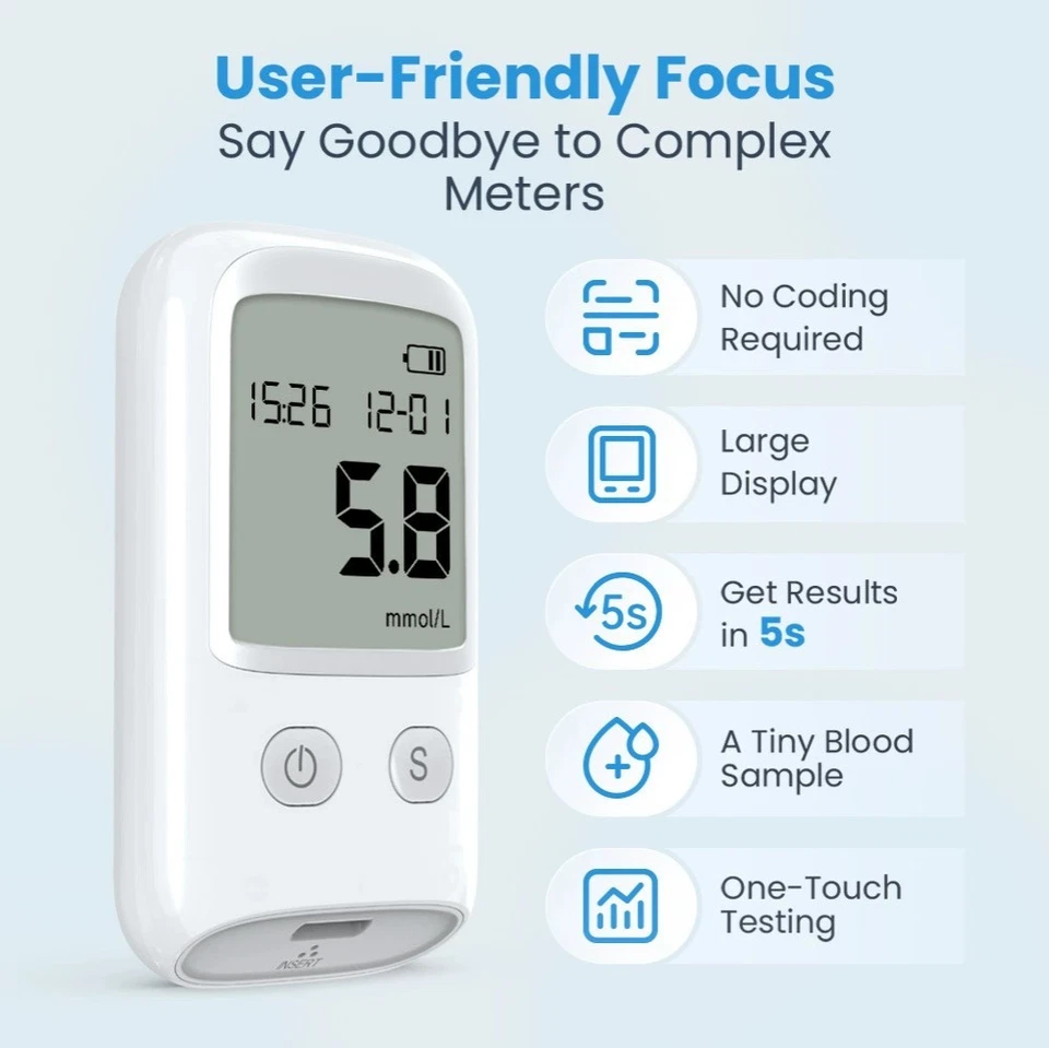 Kit de prueba de diabetes medidor de glucosa de azúcar en sangre Foto 4 de 4