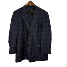 Vintage Burberrys Blazer Mens 42R Blue Plaid Wool Sport Coat 3 Button Jacket