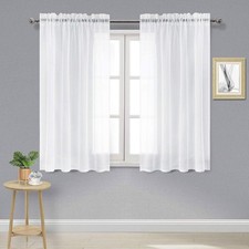 DWCN White Sheer Curtains Semi Transparent 52"W x 54"L Pack of 2 ,