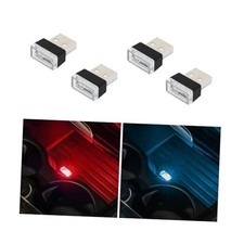 4 PCS USB LED Car Interior Atmosphere Lamp, Plug-in USB Decor 2 Red 2 Ice Blue