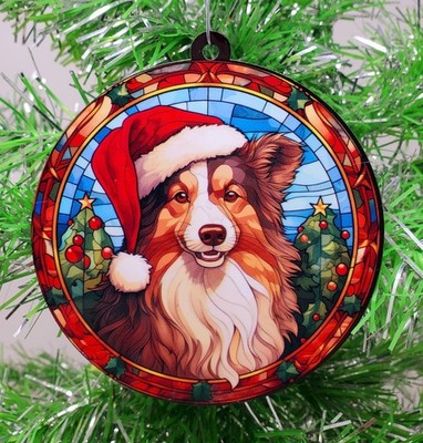 LASSIE Ornament - Collie Dog in Santa Hat Lassie Themed Christmas Ornament