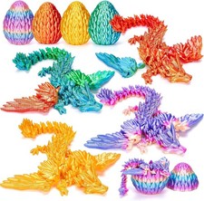 4 Pack 3D Printed Dragon with Wings and Egg,Surprise Egg with Flying Dragon Insi