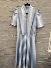 Ręcznie robiona sukienka vintage niebieska w kropki rozmiar 8